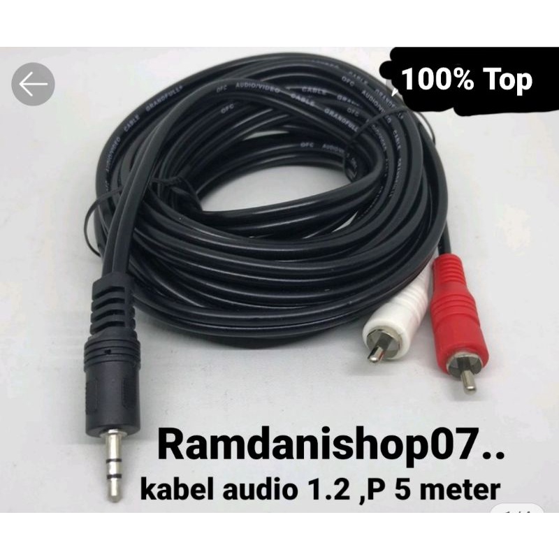 Kabel jack Rca/audio 1 ke 2 5m kulitas mantap jack bahan kuningan di gunakan hp sepeker atau leptop