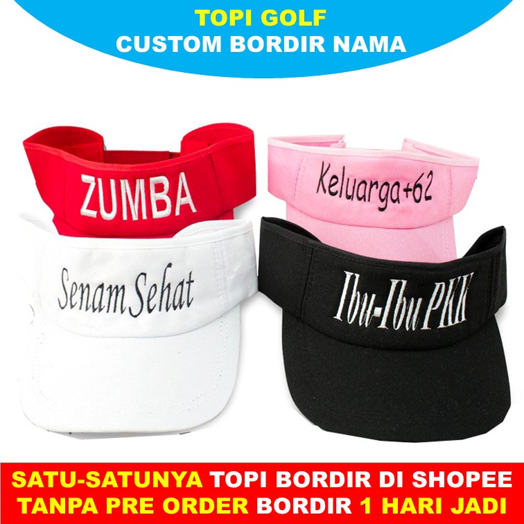 Topi Sport / topi golf zumba / topi tenis caddy Fitnes Senam Custom Bordir Nama