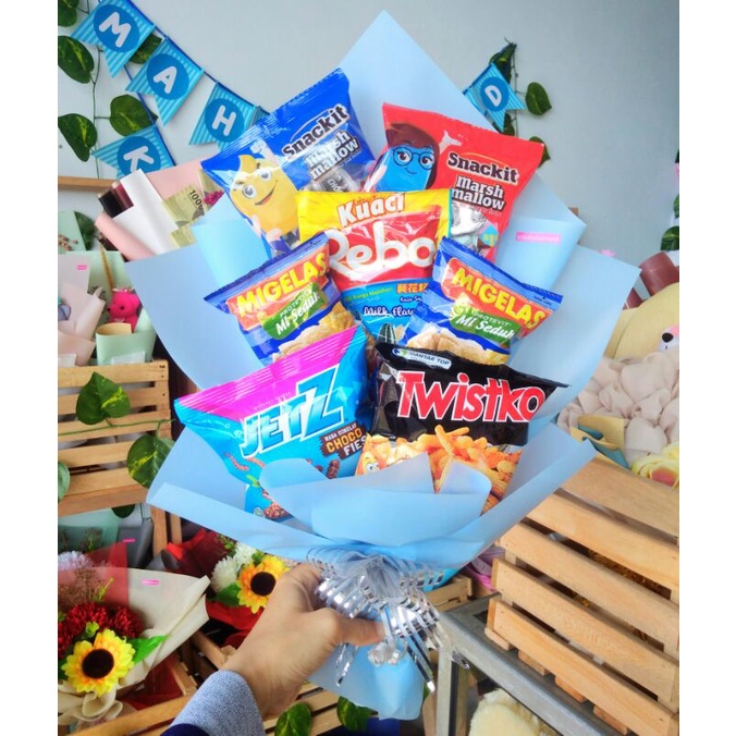 

Buket Snack/Buket Makanan/Kado Sidang/Kado Wisuda