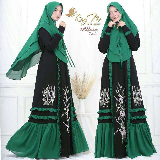 Gamis Syari Babydoll Full Furing Allura Ori Brand by Rayna