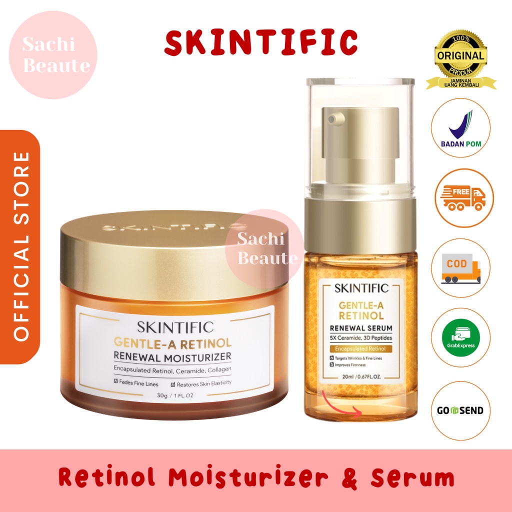 Skintific Retinol Moisturizer Ceramide Retinol Cream Pelembab Wajah Anti Aging Encapsulated Serum Anti Aging 5X Ceramide Gentle A Renewal Essence 20ml
