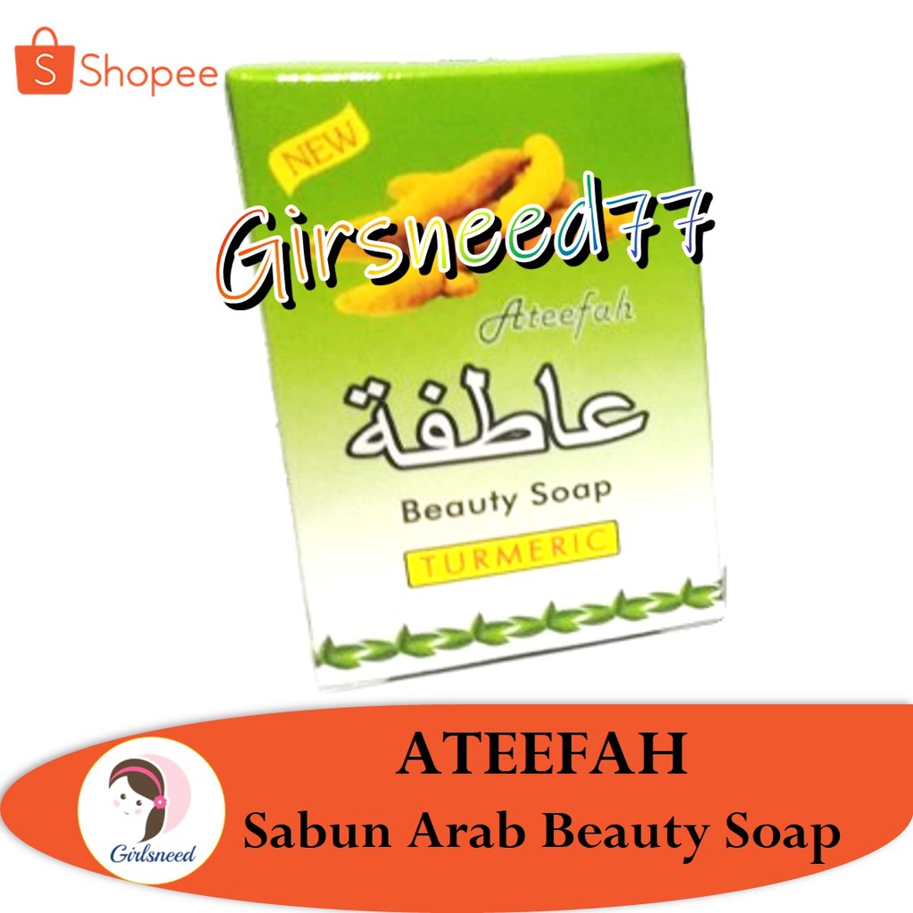 Ateefah Sabun Arab Beauty Soap Turmeric GIRLSNEED77 Sabun Arab Batang Pembersih Wajah Yang Mencerahkan Dapat Melembabkan Serta Menjadikan Kulit Menjadi Halus