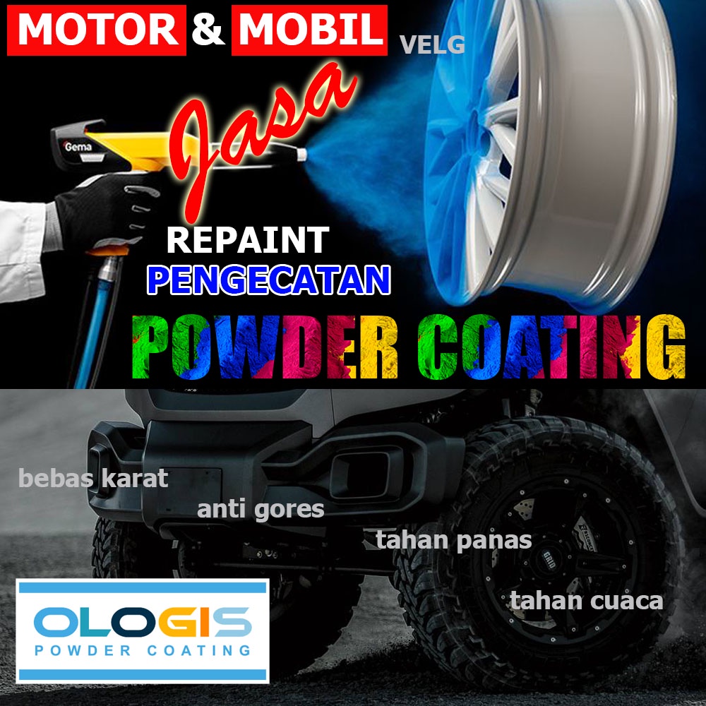 Jasa Repaint Pengecatan Velg Motor dan Mobil dengan Powder Coating
