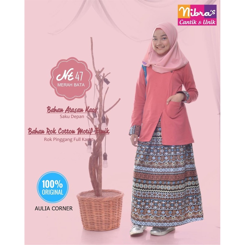 Busana Muslim Anak Remaja Putri Gamis Remaja Nibras Nt 47 Merah Bata Original Model Trendi Shopee Indonesia