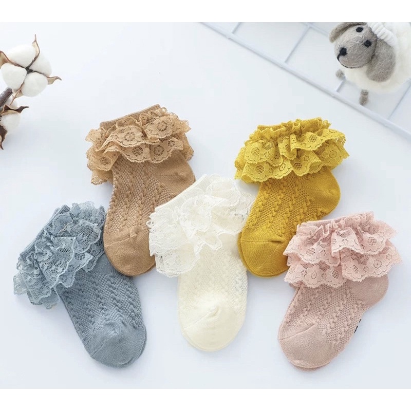 Kaos Kaki Anak Bayi Balita Perempuan Model Double Renda Lace