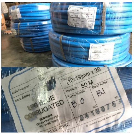 selang gas LPG blue corrugated per meter