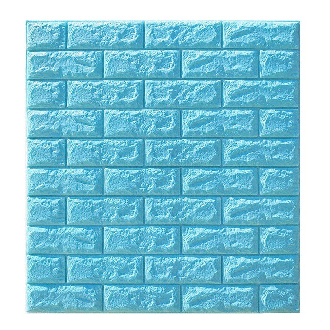 [BISA COD] Wallpaper Dinding Stiker Wallfoam 3D Sticker Dekorasi Kamar Rumah Murah Motif Bata-Biru