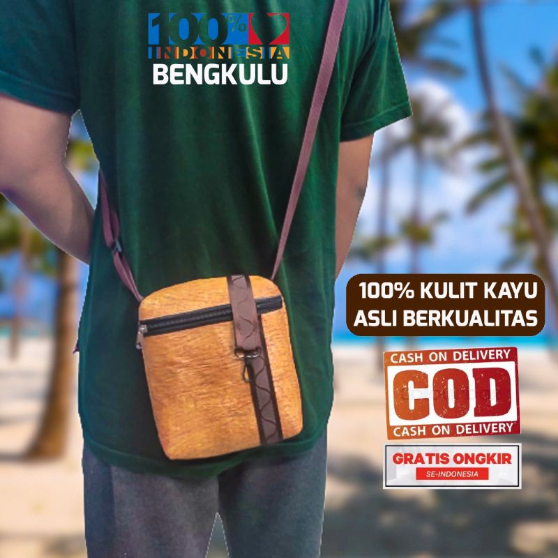 Tas selempang Kulit Kayu Asli Premium Sling bag kekinian unik Pria Wanita Sling bag unik  pria wanit