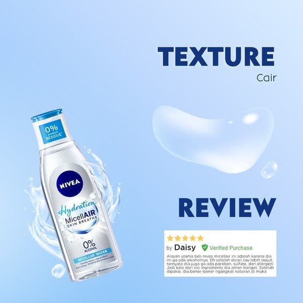 NIVEA Micellar Water MicellAIR Skin Breathe 125ml / 200ml - Pearl White / Hydration - BPOM Pembersih Make Up Wajah - Cleanser Double Cleansing Micelar 0% Bebas Tanpa Alkohol Biru Pink  Miceair Micell Air