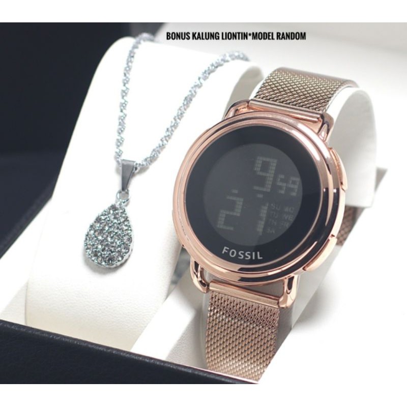 JAM TANGAN WANITA F-OSSlL DIGITAL RANTAI PASIR FREE KALUNG