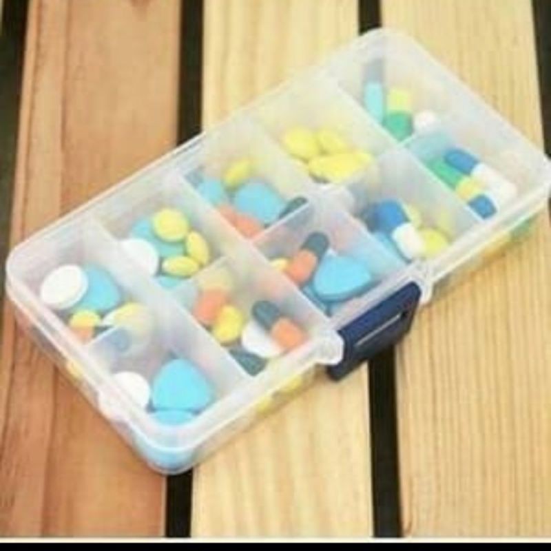 Kotak sekat 10 serbaguna / kotak obat / kotak aksesoris / kotak penyimpanan serbaguna / jewelry box