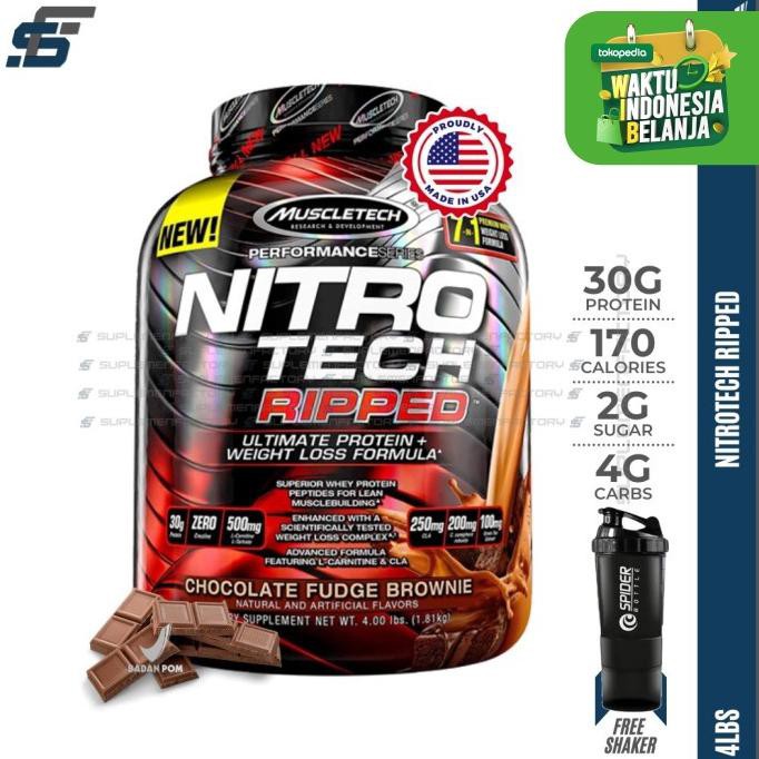 NITROTECH RIPPED 4 LBS MUSCLE TECH WHEY PROTEIN NITRO TECH CARNITINE [TERBARU]