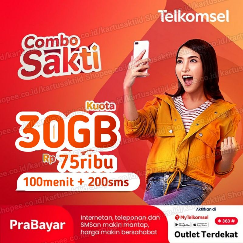 Kartu Combo Sakti Paket internet murah 30GB 75ribu 30hari berlaku nasional