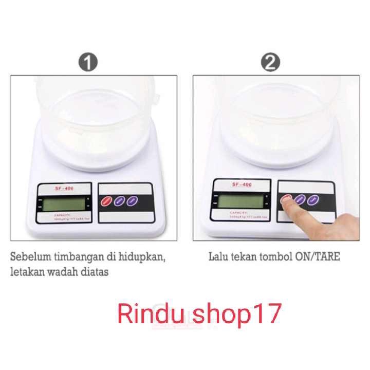 Timbangan Digital Elektrik Scale Dapur SF400 Pengukur BeBSt Makanan 10kg (free batu bateBSi)