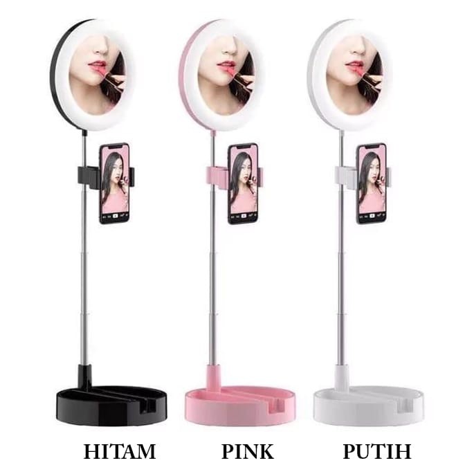 BATAM SHOPPING MALL (DNR) R781 RingLight Cermin Holder HP / SELFIE RINGLIGHT / LIVE TIKTOK LED LIGHT
