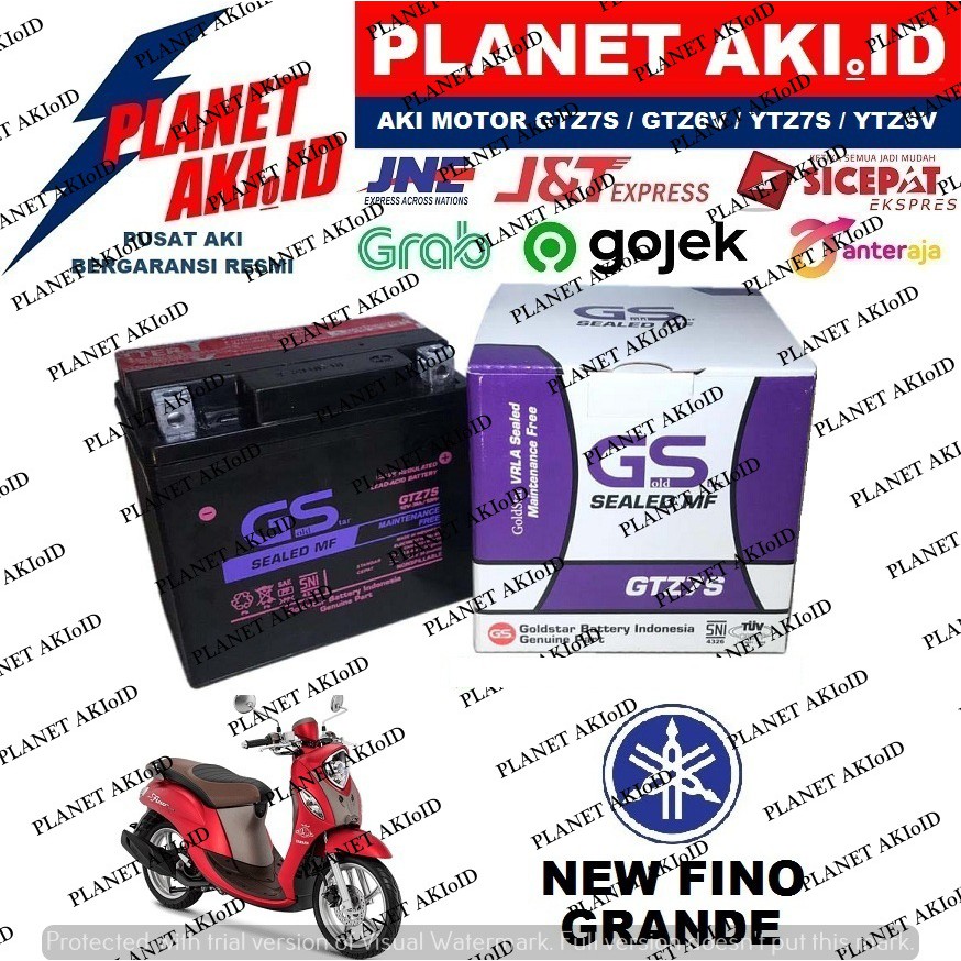 Aki Motor Yamaha New Fino Grande GTZ7S Accu Kering MF