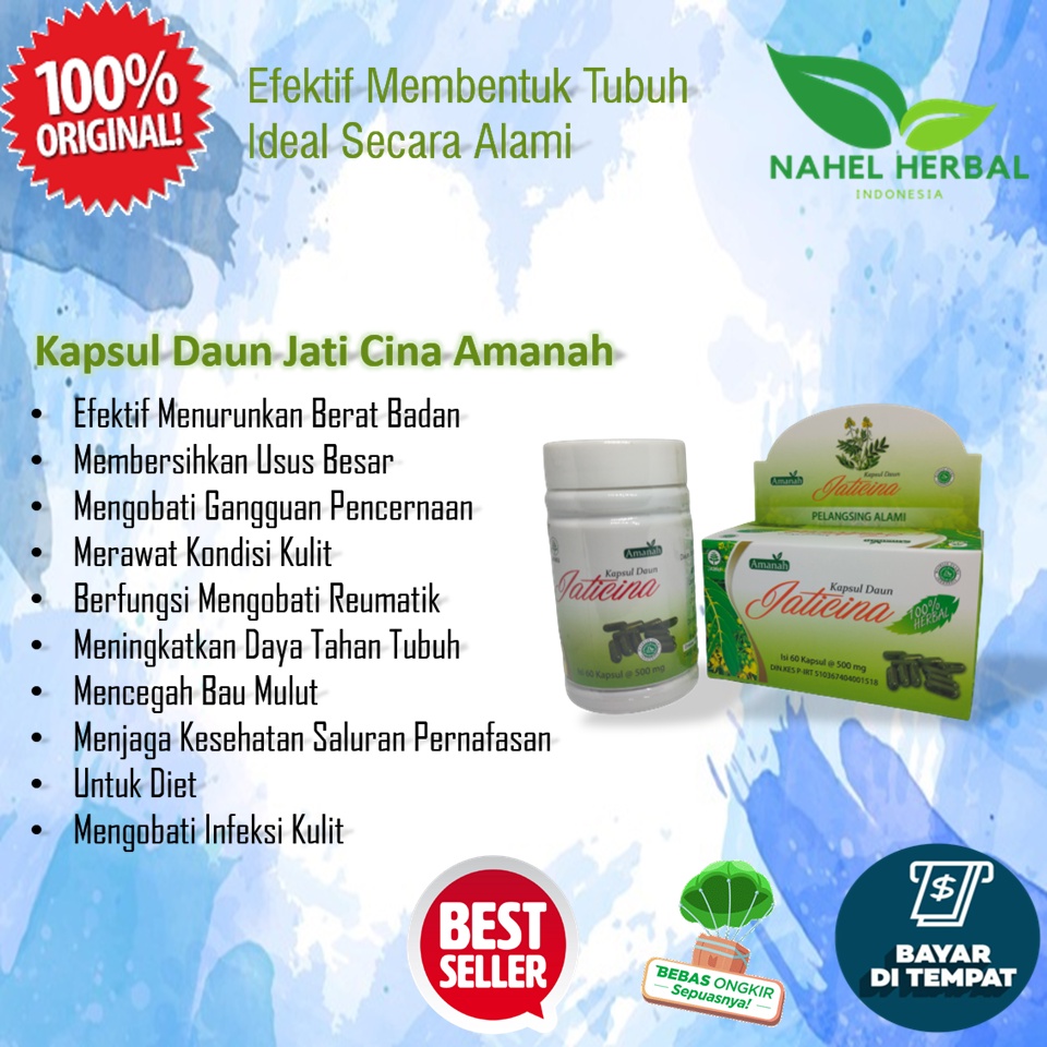 Kapsul Pelangsing Daun Jati Cina Extra Original - Minum Slim Herbal Detox Pengecil Perut Buncit Pria