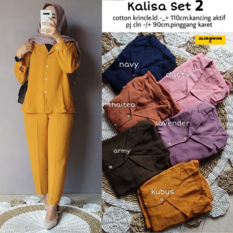 ZS KALISA SETELAN WANITA TUNIK CELANA MUSLIMAH BY ALFASHION
