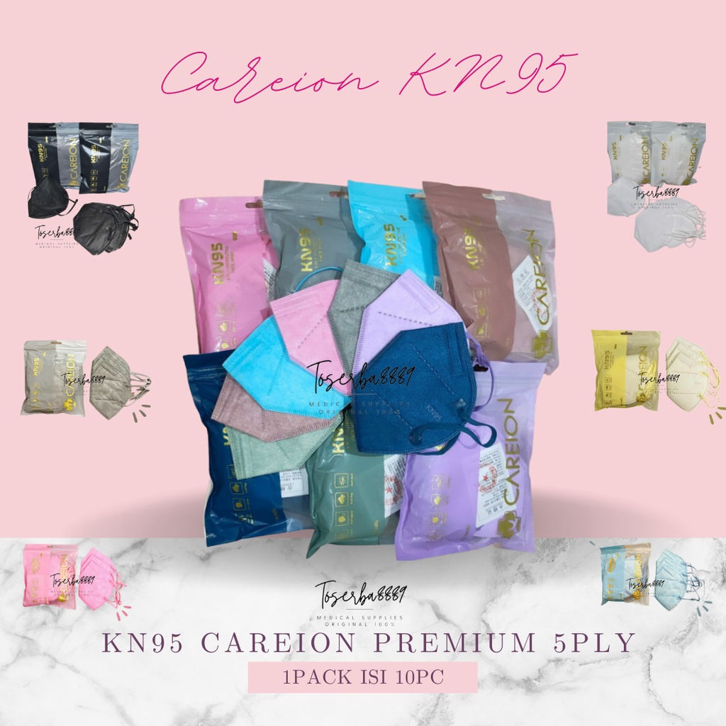 MASKER PREMIUM KN95 CAREION 5PLY ISI 10PCS TALI SENADA