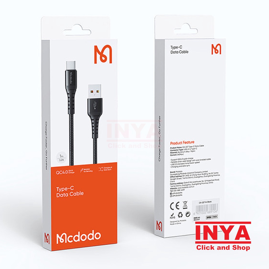 KABEL DATA MCDODO CA-2271 TYPE-C DATA CABLE USB to Type C 1m