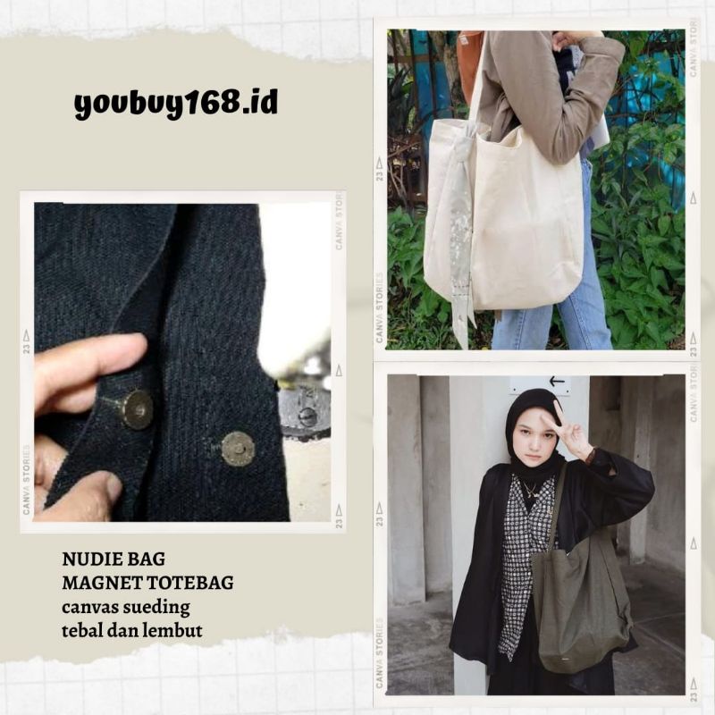 NUDIE BAG - MAGNET TOTEBAG - canvas sueding tebal dan lembut