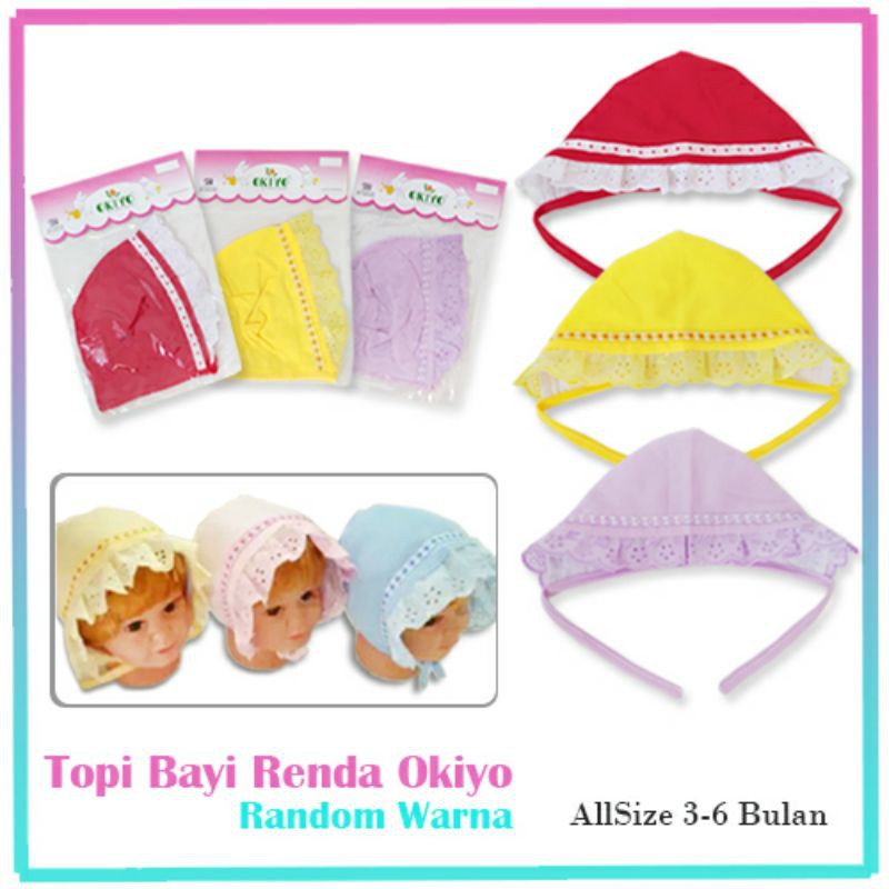 Topi Bayi Renda Okiyo Perempuan Model Kupluk Newborn 1pc