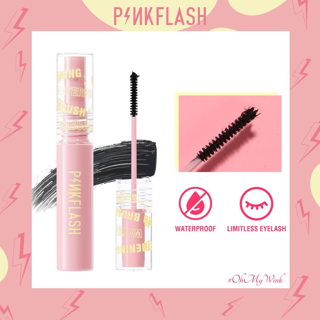 PINKFLASH Lengthening Waterproof Micro Brush Mascara / OhMyWink Length Curled Mascara Ultrathin Limitless Eyelash Fiber Mascara