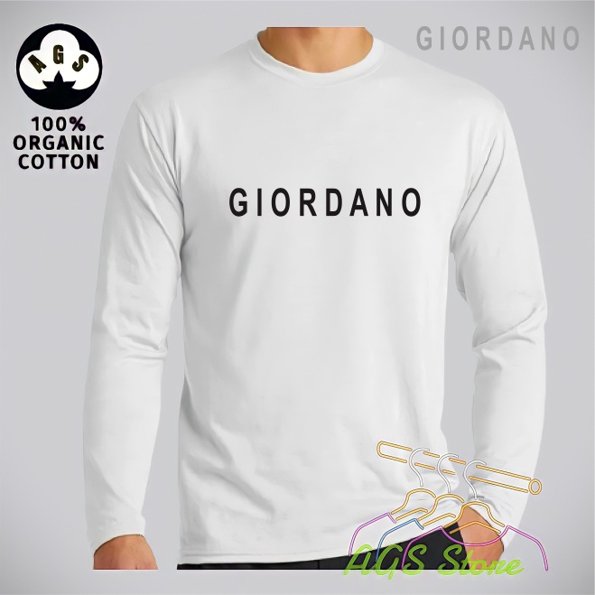 T-Shirt Distro Kaos Pria & Wanita Kaos Lengan Panjang Giordano Print Black Premium Dewasa