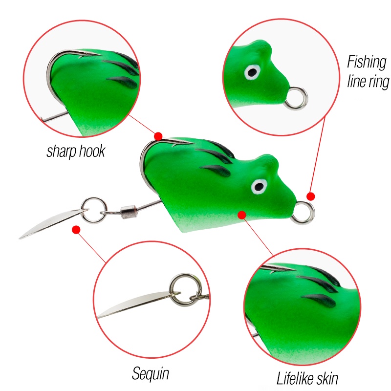 1 Pc Umpan Pancing Soft Bait Bentuk Katak Mata 3D Ukuran 3cm 4g 5 Warna