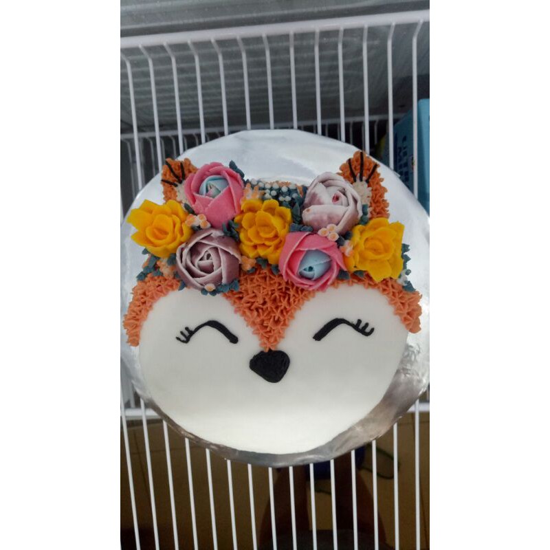 

kue tart ulang tahun ultah custom karakter kepala binatang fox rubah kota malang