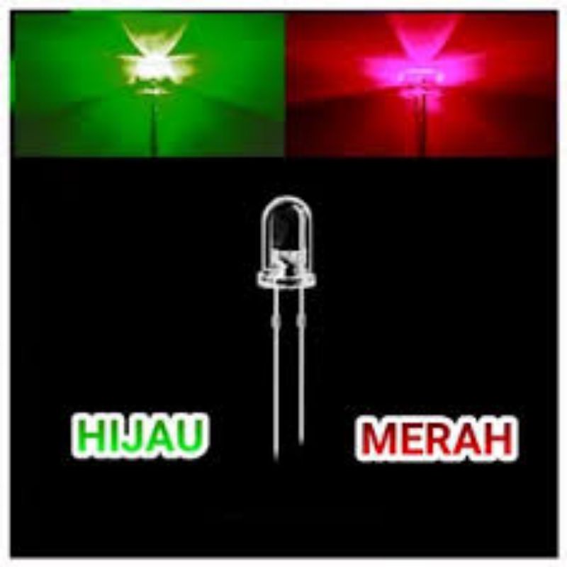 HARGA 10 PCS Lampu LED 5MM 2W 2 Warna Kedip Merah Hijau 3v