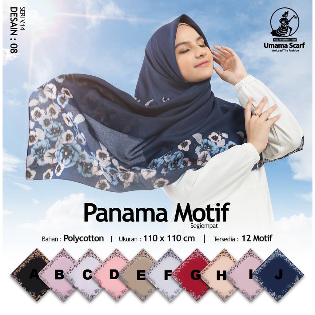 Segi Empat Umama Scarf Panama Bebas Pilih Warna dan Motif