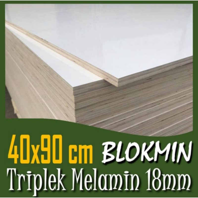 TRIPLEK MELAMIN TATAKAN HAMBALAN 18MM PUTIH KILAT 40X90