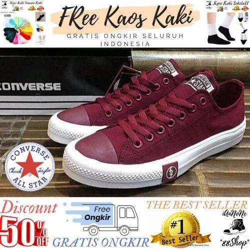 100% PREMIUM BNIB CONVERSE ONE STAR X CHARHATT RED MERAH MAROON WHITE PUTIH - CHUCK TAYLOR ALL STAR