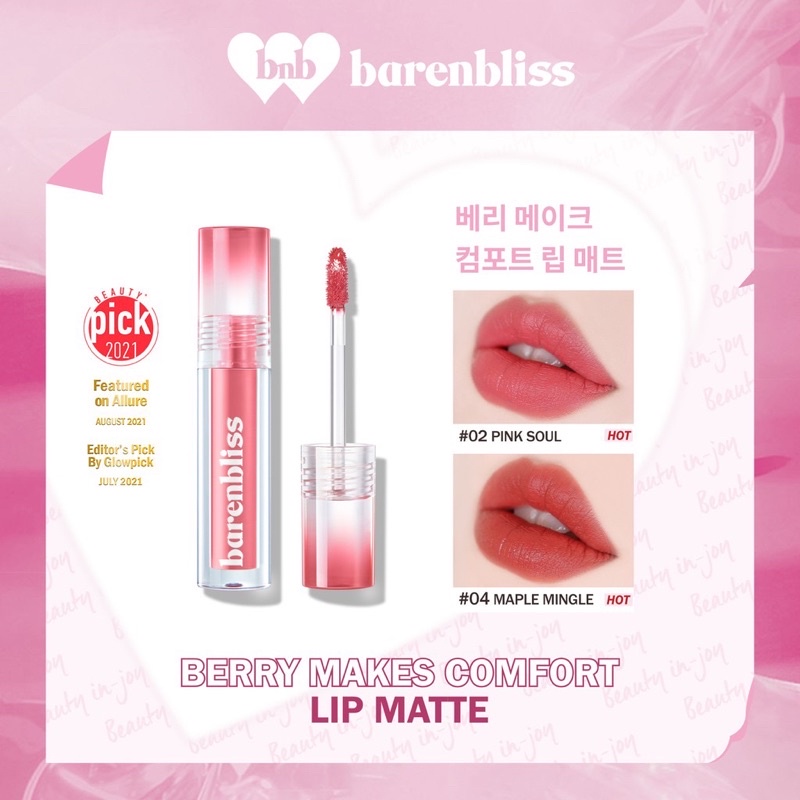 BNB BARENBLISS BERRY MAKES COMFORT LIP MATTE - BNB BARENBLISS LIQUID MATTE LIPSTICK LIP CREAM