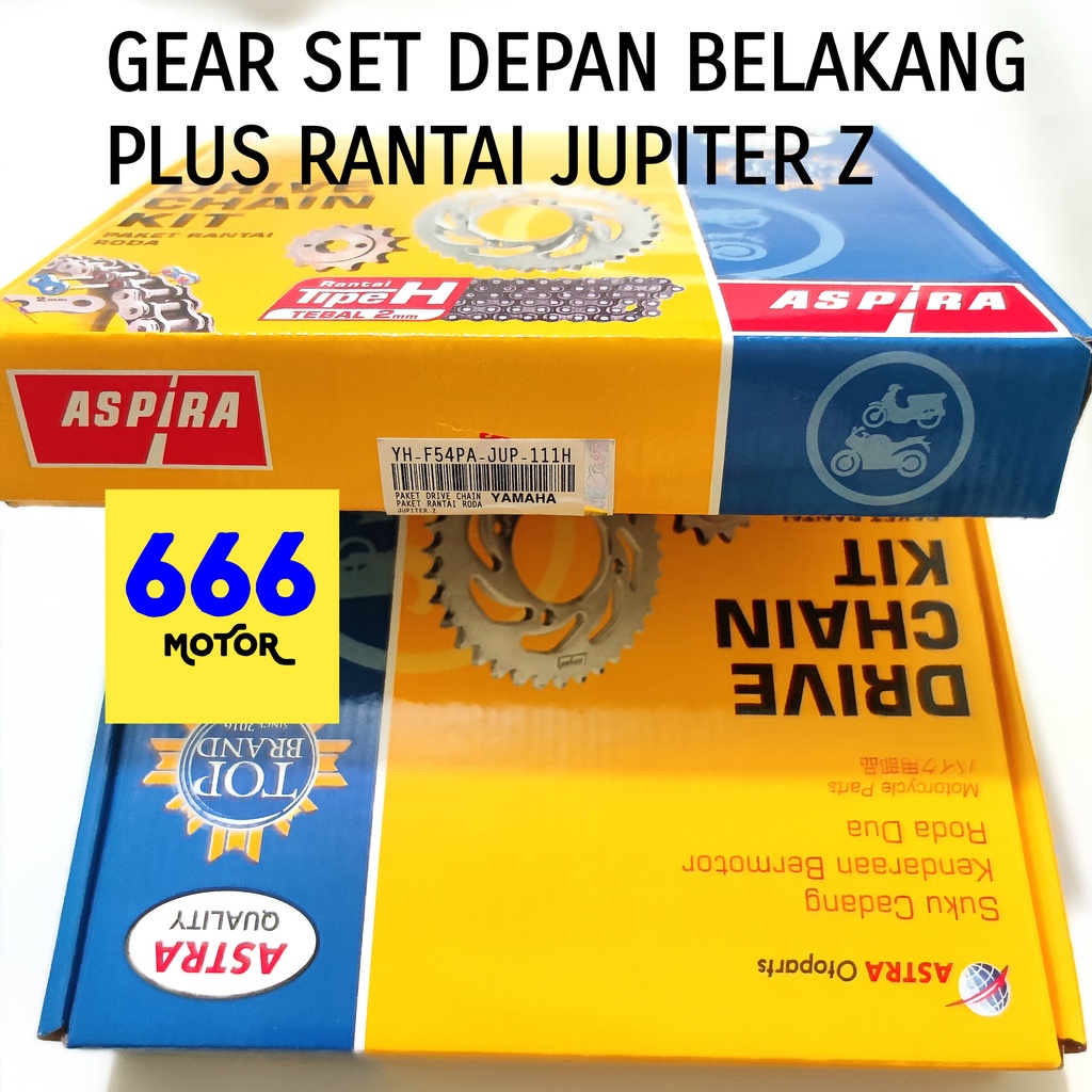 GEAR SET DEPAN BELAKANG PLUS RANTAI JUPITER Z ASPIRA YH-F54PA-JUP-111H