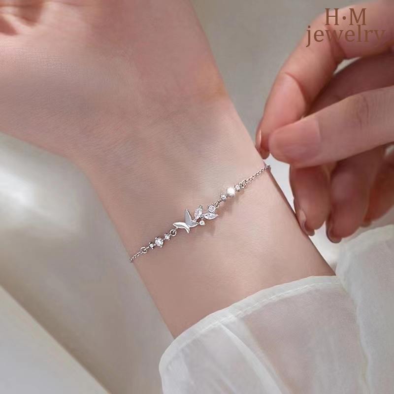 Butterfly Gelang Desain Kupu-Kupu Bunga Bahan Zircon AAA Untuk Wanita