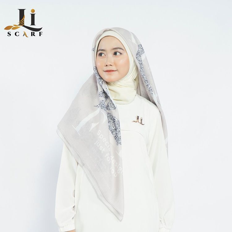 Jilbab Premium Li Scarf Bling Blink Scarf - Light Grey