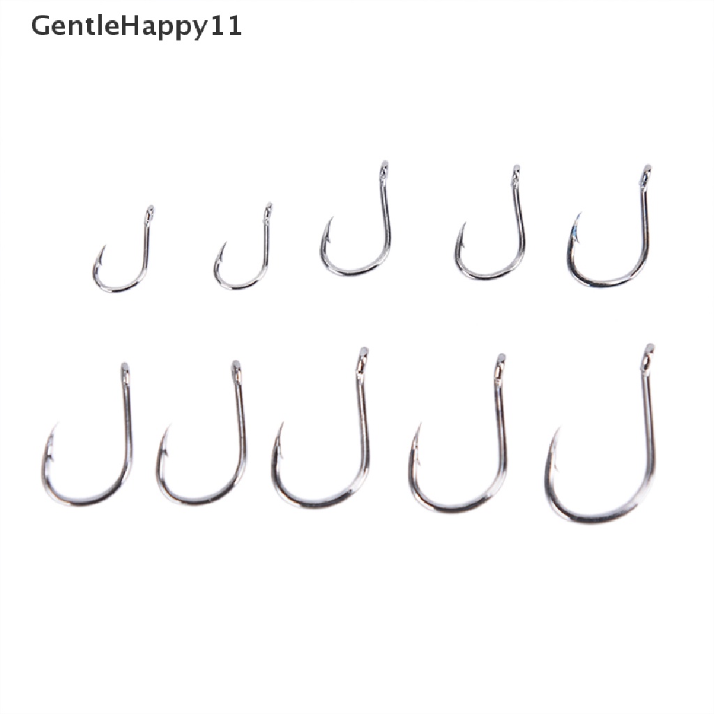 Gentlehappy 100Pcs/lot Kait Memancing Baja Karbon Umpan Berduri Memancing Hooks Stainless Steel