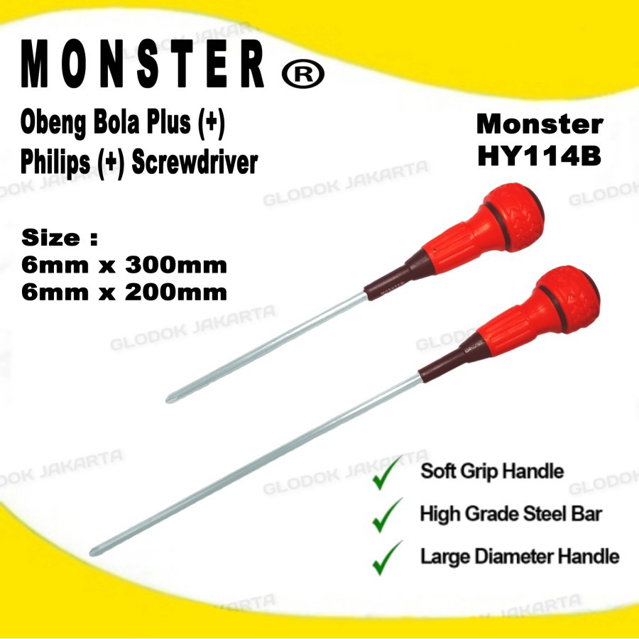 Obeng Plus Bola Ball Grip Screwdriver HY114B 6mm