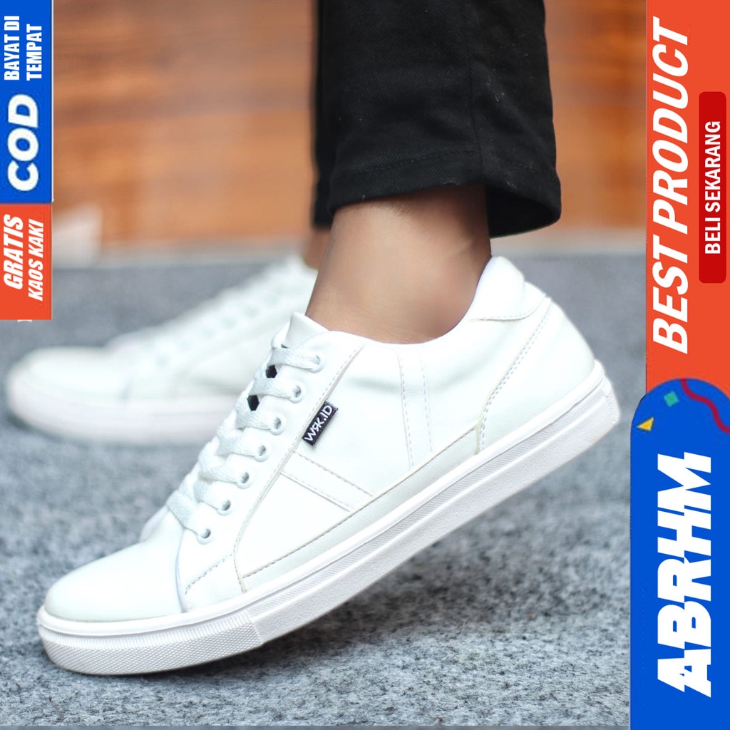 Sepatu Sneakers Pria Sepatu Casual Pria Kulit Pu Sepatu Kerja Kuliah Kondangan Sepatu Hitam Pria GUMO ABRHM