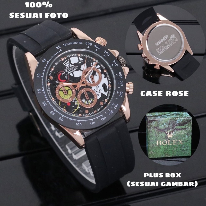 COD Jakarta Jam Tangan Rolex Oyster Perpetual Cosmograph Body Rose Rubber Crono Aktif Include Box Rolex