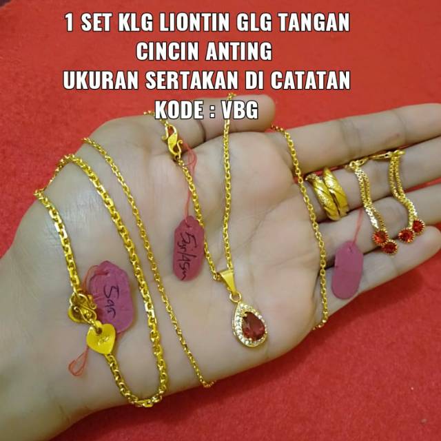 1 set klg liontin cincin glg anting lpis ems24k