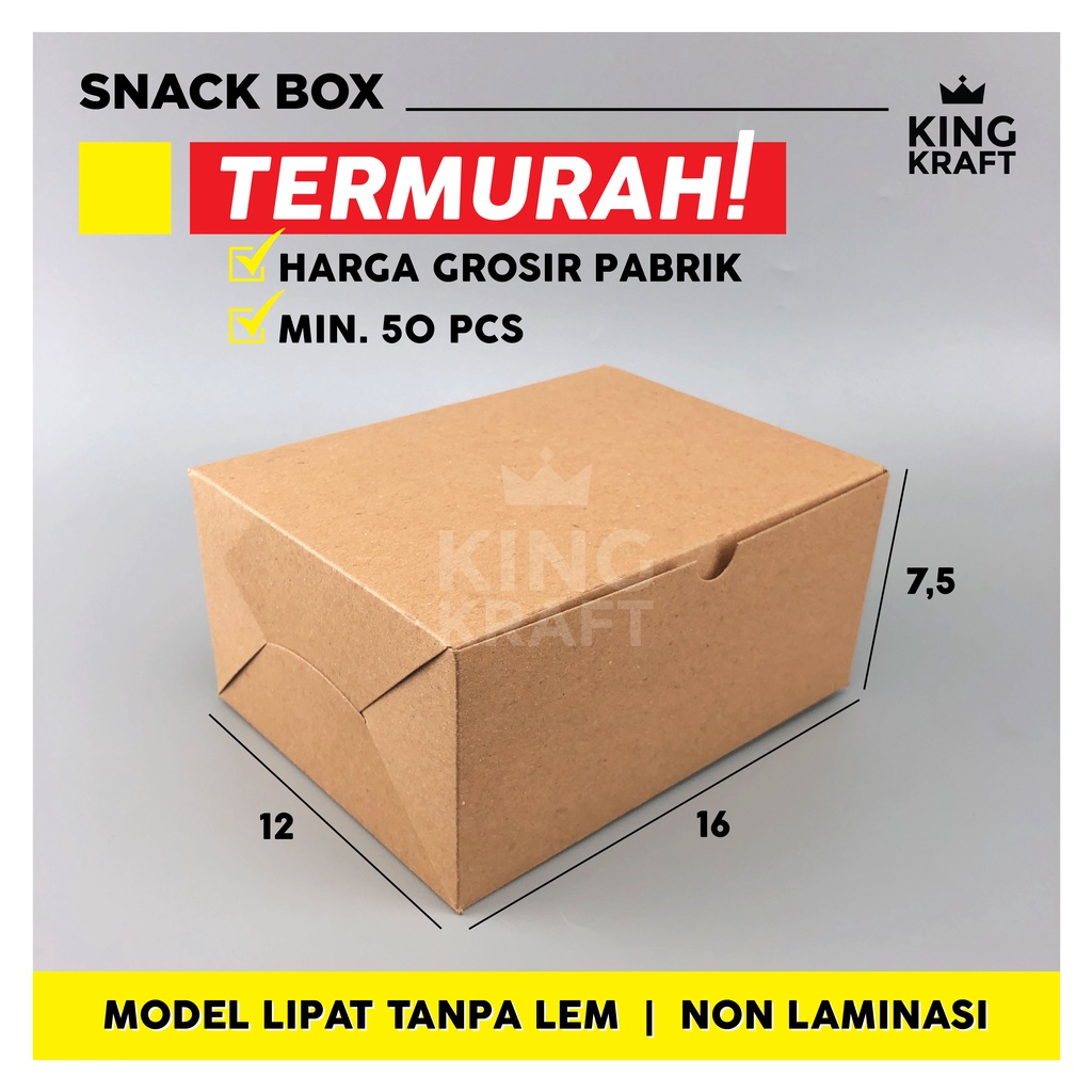 

KRAFT PAPER BOX / BOX MAKANAN / SNACK BOX 16 X 12 X 7.5 NON LAMINASI