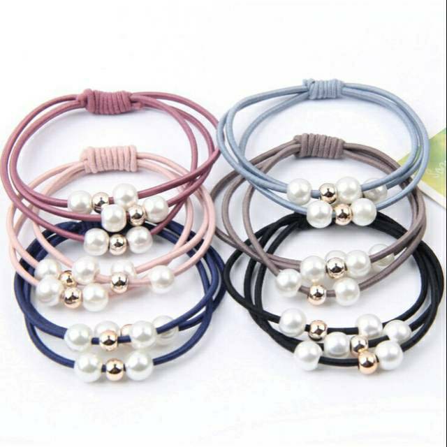 Karet Ikat  Rambut  Korea  motif Mutiara Simple  dan Elegan 