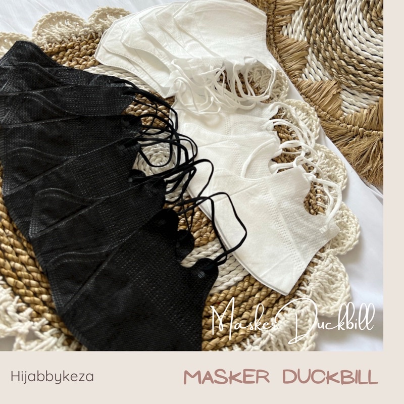 Masker Duckbill hitam &amp; Putih 10 pcs - 1 box