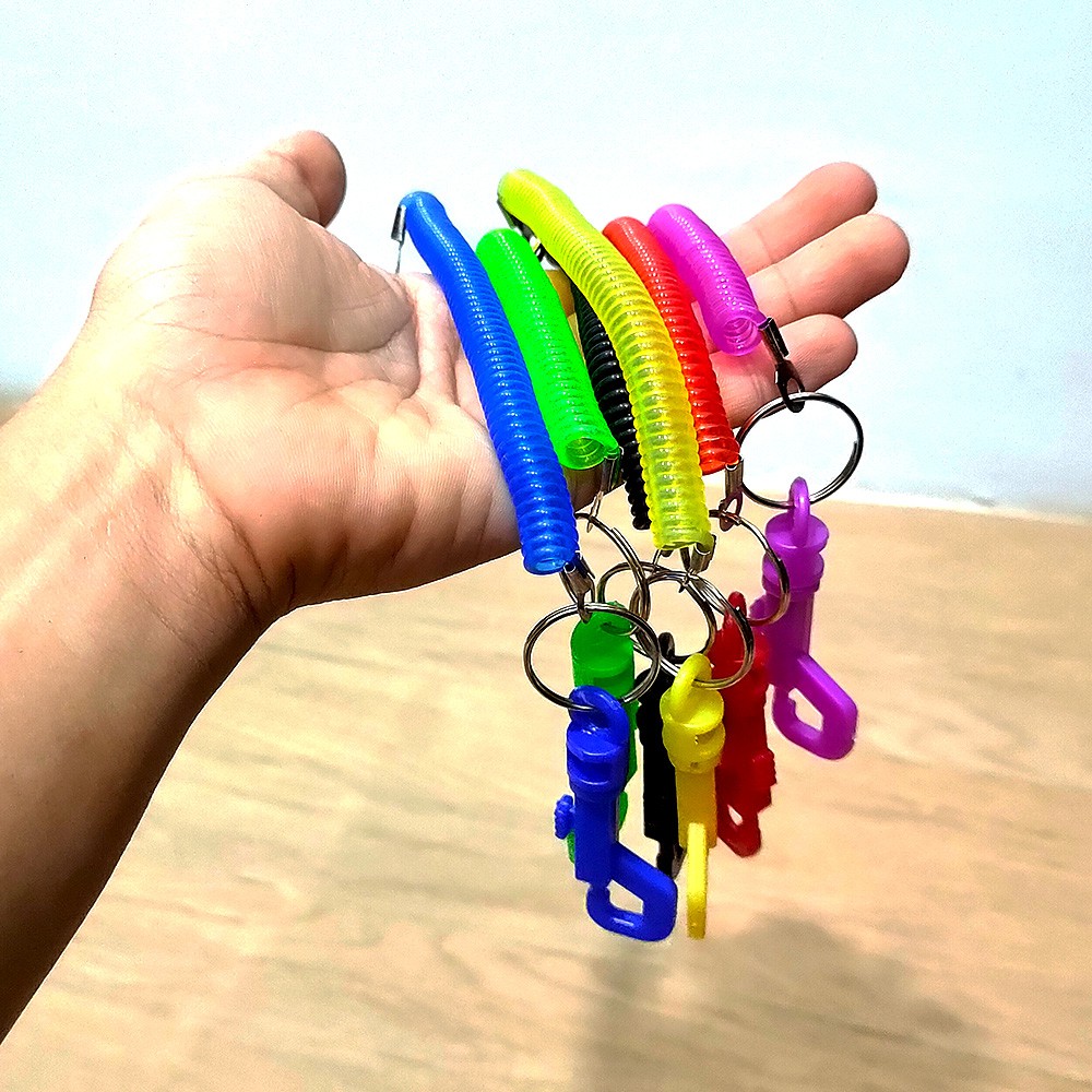 GANTUNGAN KUNCI TALI SPIRAL KARET / PER ELASTIS KEYCHAIN MURAH