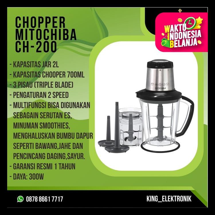 ORIGINAL Mitochiba CH 200 Food Chopper Blender Bumbu &amp; Daging / MITOCHIBA CH200 - TANPA BUBBLE