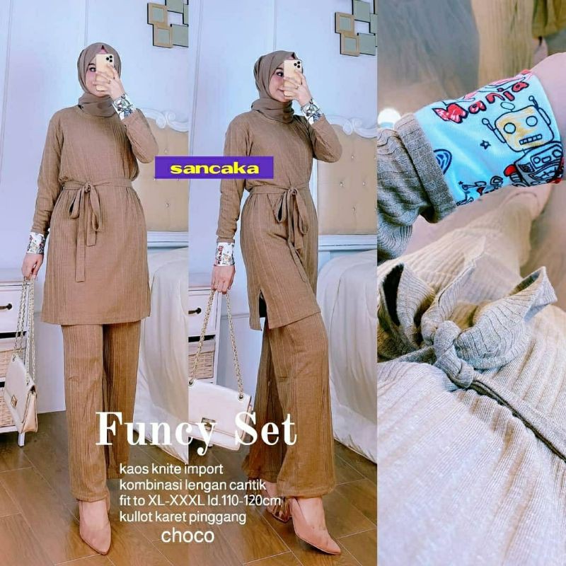 Funcy Set, SETELAN WANITA CANTIK BAHAN KAOS KNITE IMPORT LD 110-122 TERMURAH