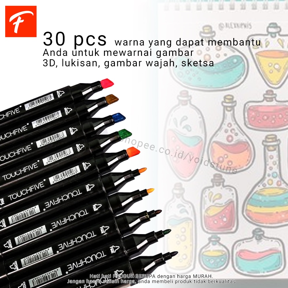 

RB Spidol Warna Warni Lengkap Dua Sisi Fine Art Marker brush pen 30 Pcs Color